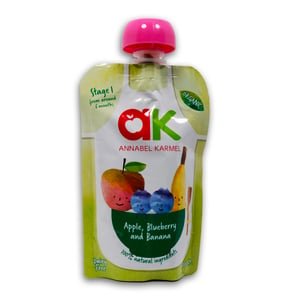 Buy Annabel Karmel Baby Food Organic Apple, Blueberry & Banana Stage 1 From 6 Months 100 g Online at Best Price | B.Cand&Jar Meal&Dsrt | Lulu KSA in UAE