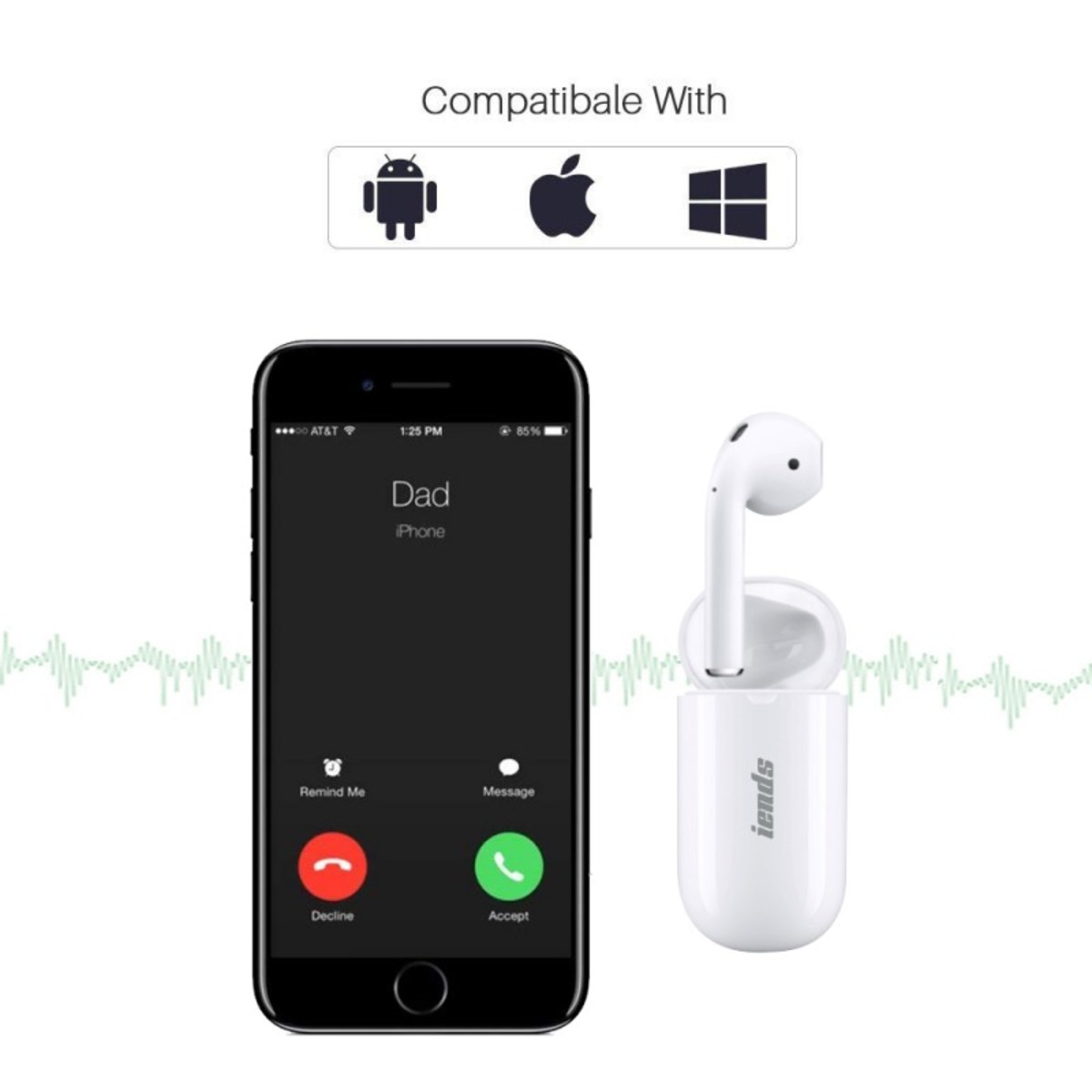 Iends Mono Bluetooth Earphone With Charging Case BTM93