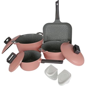 Neoflam Cube Die-Cast Granite Cookware Set Pink 8pcs