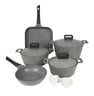 Neoflam Die-Cast Granite Cookware Set Grey 9pcs