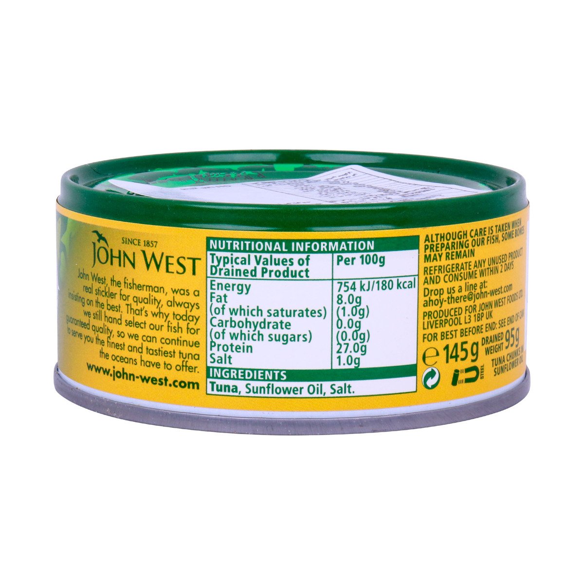John West Tuna Chunks In Sunflower Oil 145g