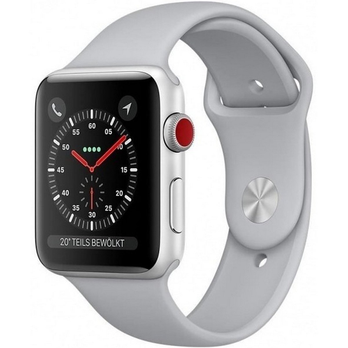 Apple Watch Series 3 (GPS + Cellular) MQKF2 Silver Aluminum Case with Fog Sport Band 38mm