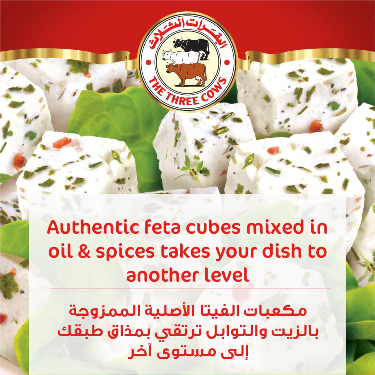 The Three Cows Feta of cubes in Oil and Spices 300 g