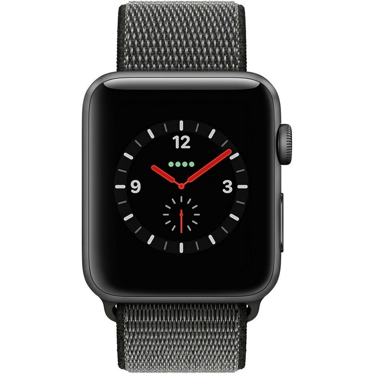 Apple Watch Series 3 (GPS + Cellular) MRQH2 Space Gray Aluminum Case with Dark Olive Sport Loop 42mm