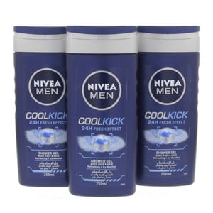 Nivea Shower Gel Cool Kick For Men 3 x 250 ml