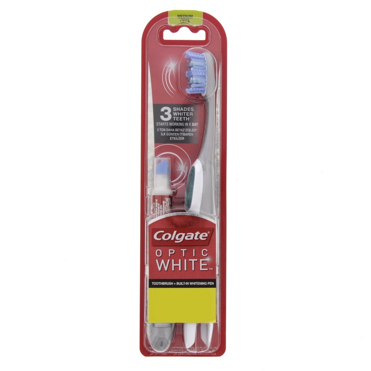 Colgate Optic White Tooth Brush + Built in Whitening Pen 1 pc