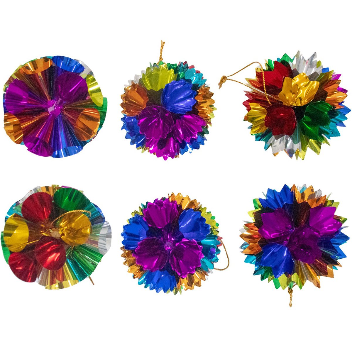 Siam Xmas Tinsel Ball 6s Assorted