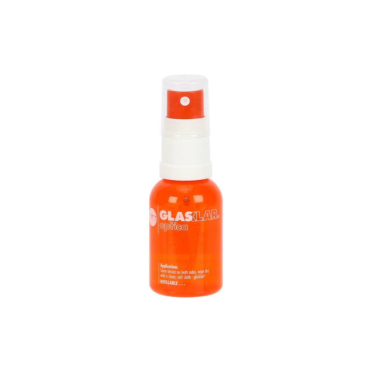 Glasklar Lens Cleaner 25ml Refillable Bottle Orange