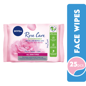 Nivea Micellar Organic Rose Water Face Cleansing Wipes All Skin Types 25pcs