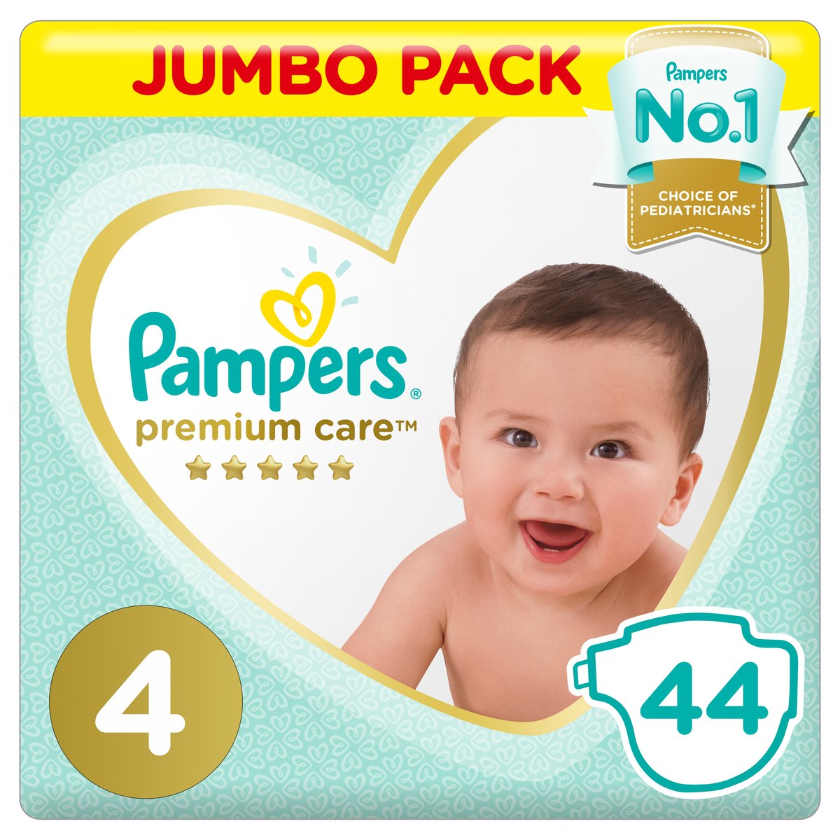 Pampers Premium Care Diapers, Size 4, Maxi, 9-14 kg, Jumbo Pack, 44 Count
