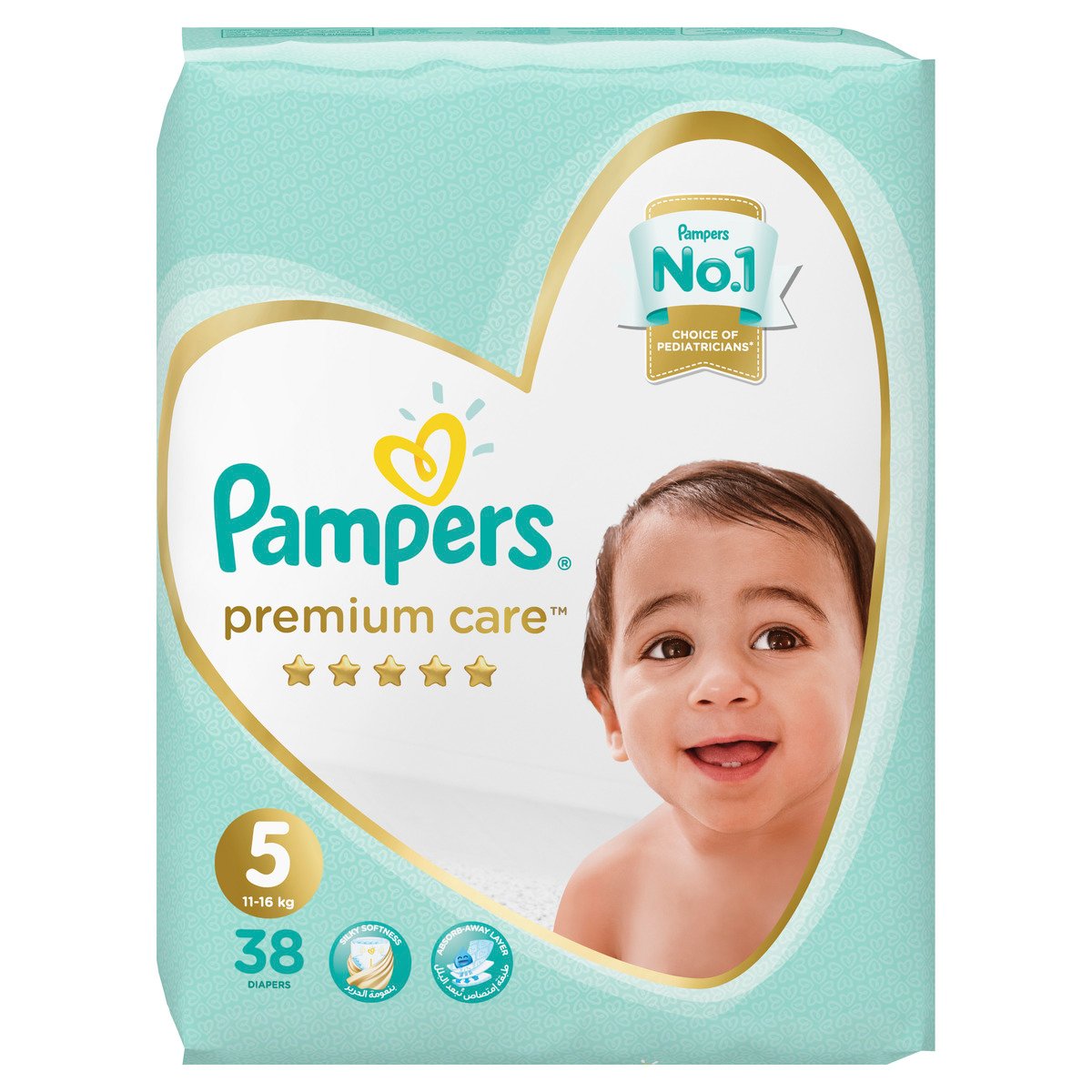 Pampers Premium Care Diapers Size 5 Junior 11-16 kg Jumbo Pack 38 Count