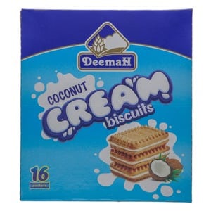 Buy Deemah Coconut Cream Biscuits 16 x 27g Online at Best Price | Cream Filled Biscuit | Lulu KSA in Saudi Arabia