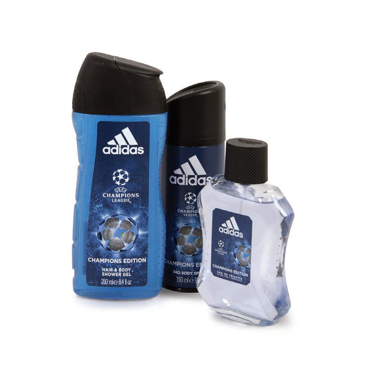 Adidas Champion League EDT for Men 100 ml + Deo 150 ml + Shower Gel 250 ml