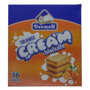 Buy Deemah Orange Cream Biscuits 16 x 27g Online at Best Price | Cream Filled Biscuit | Lulu KSA in Saudi Arabia