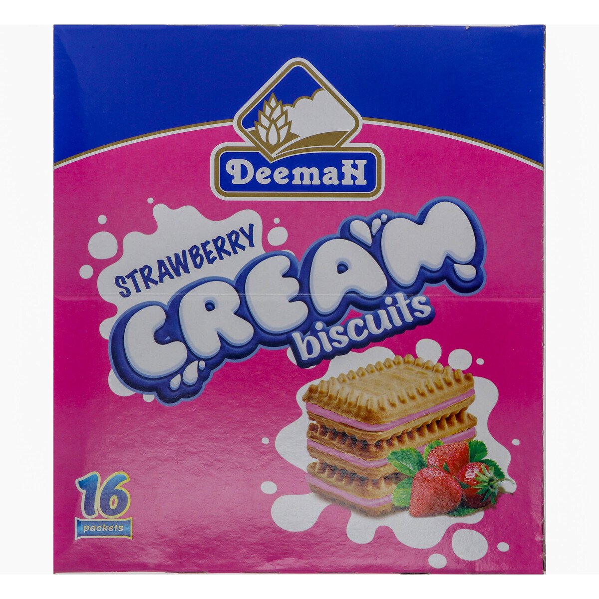 Buy Deemah Strawberry Cream Biscuits 16 x 27g Online at Best Price | Cream Filled Biscuit | Lulu KSA in Saudi Arabia