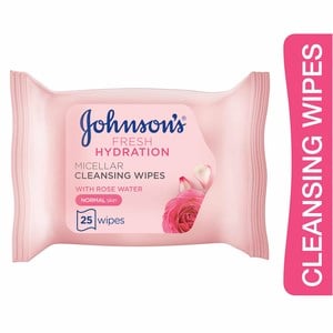 جونسون مناديل مبللة بماء الميسيلار لتنظيف الوجه و الترطيب للبشرة العادية 25 قطعة