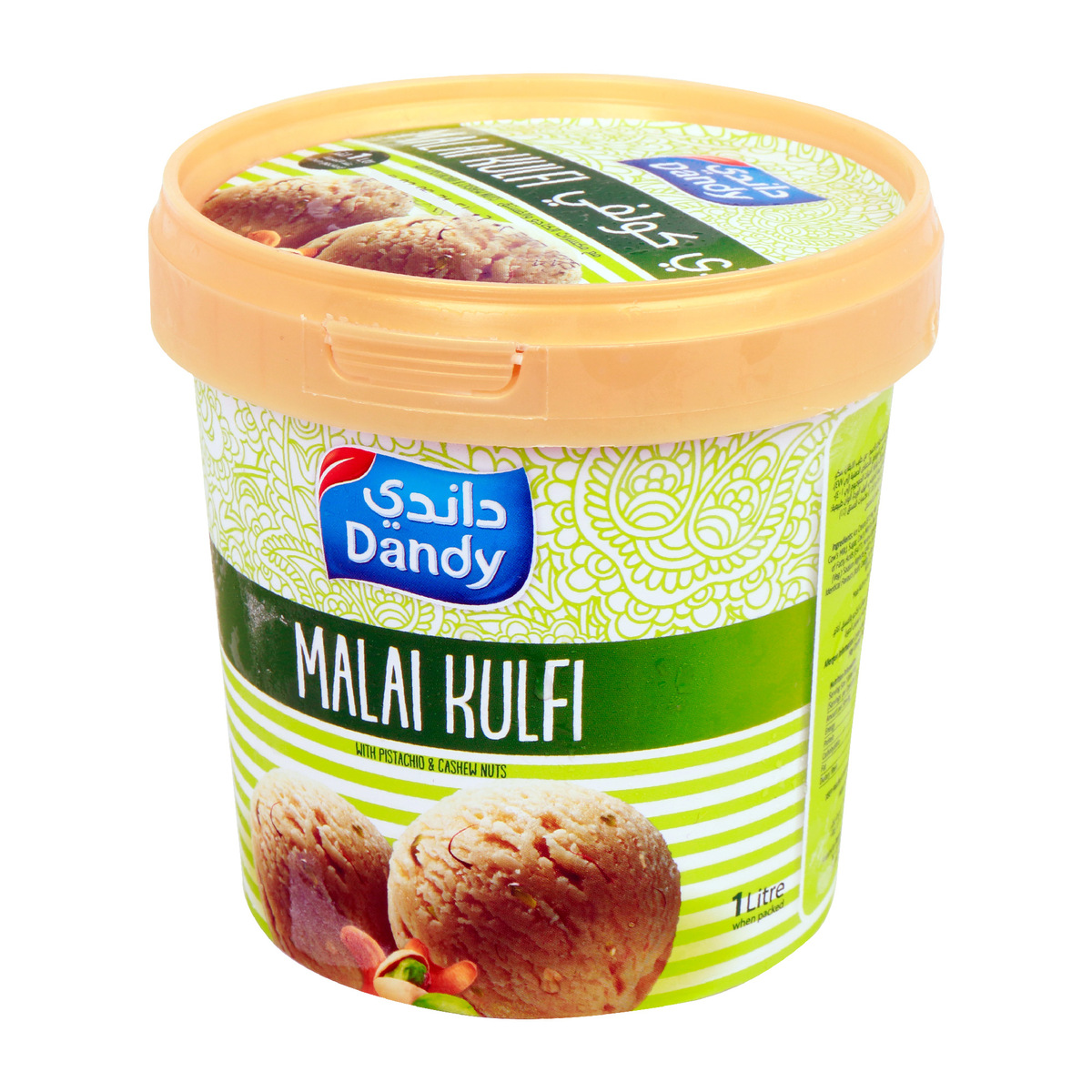 Dandy Ice Cream Malai Kulfi With Pistachio & Cashew Nuts 1Litre