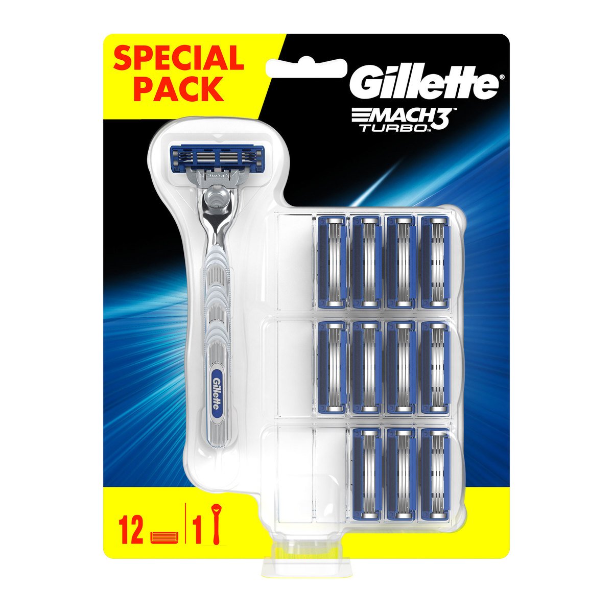 Gillette Mach3 Turbo Men's Razor + 12 Blades