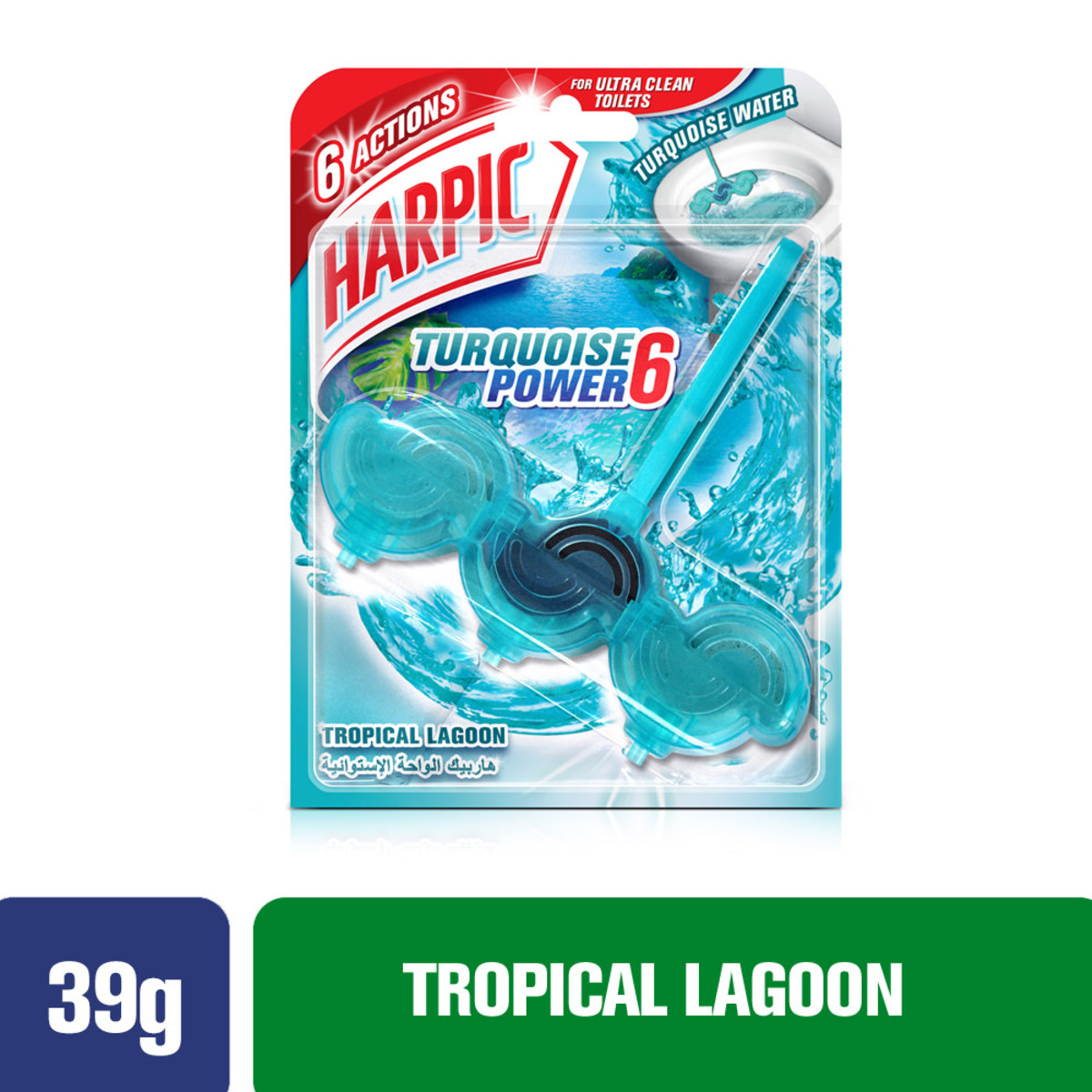Harpic Toilet Block Turquoise Power 6 Tropical Lagoon 39g