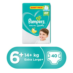 Pampers Baby Dry Diapers Size 6+ Extra Large 14+kg 40pcs