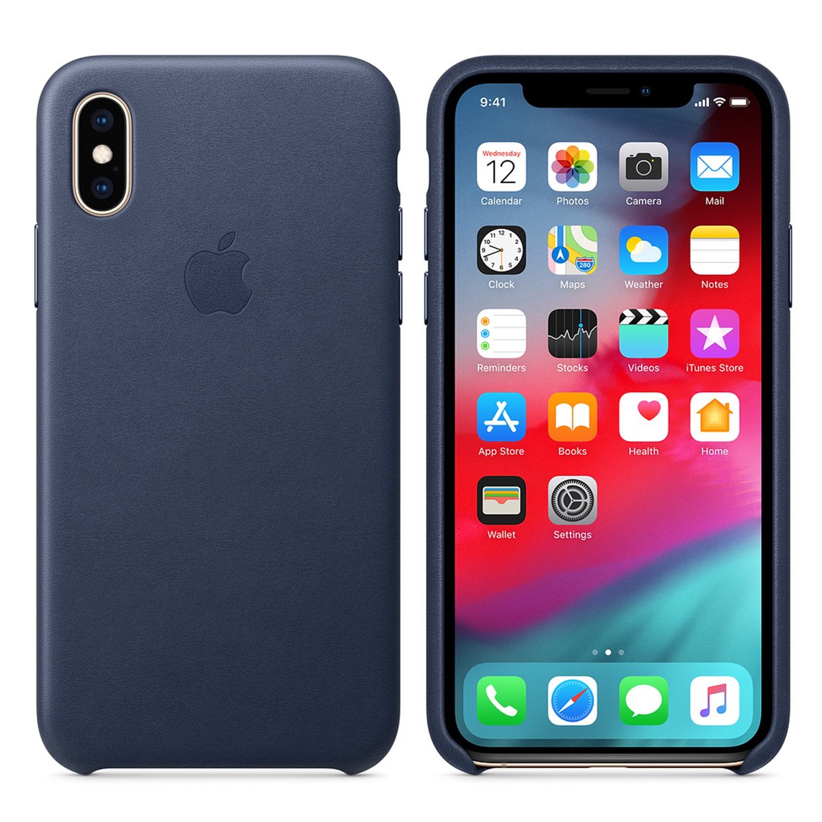 iPhone XS Leather Case MRWN2ZE Midnight Blue