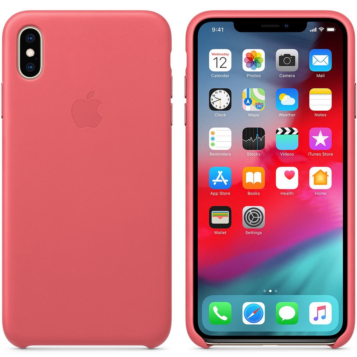 Apple iPhone XS Max Leather Case Peony Pink