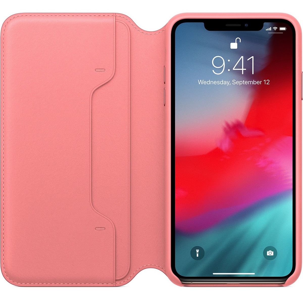 Apple iPhone XS Max Leather Folio Case Peony Pink