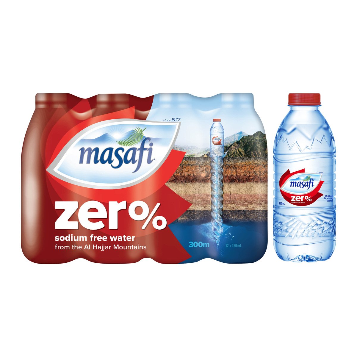 اشتري قم بشراء Masafi Zero Mineral Water Sodium Free 12 x 330 ml Online at Best Price من الموقع - من لولو هايبر ماركت Mineral /Spring Wate في الامارات