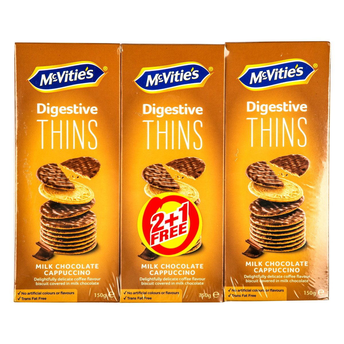 McVitie's Digestive Thins Milk Chocolate Cappuccino Value Pack 3 x 150 g