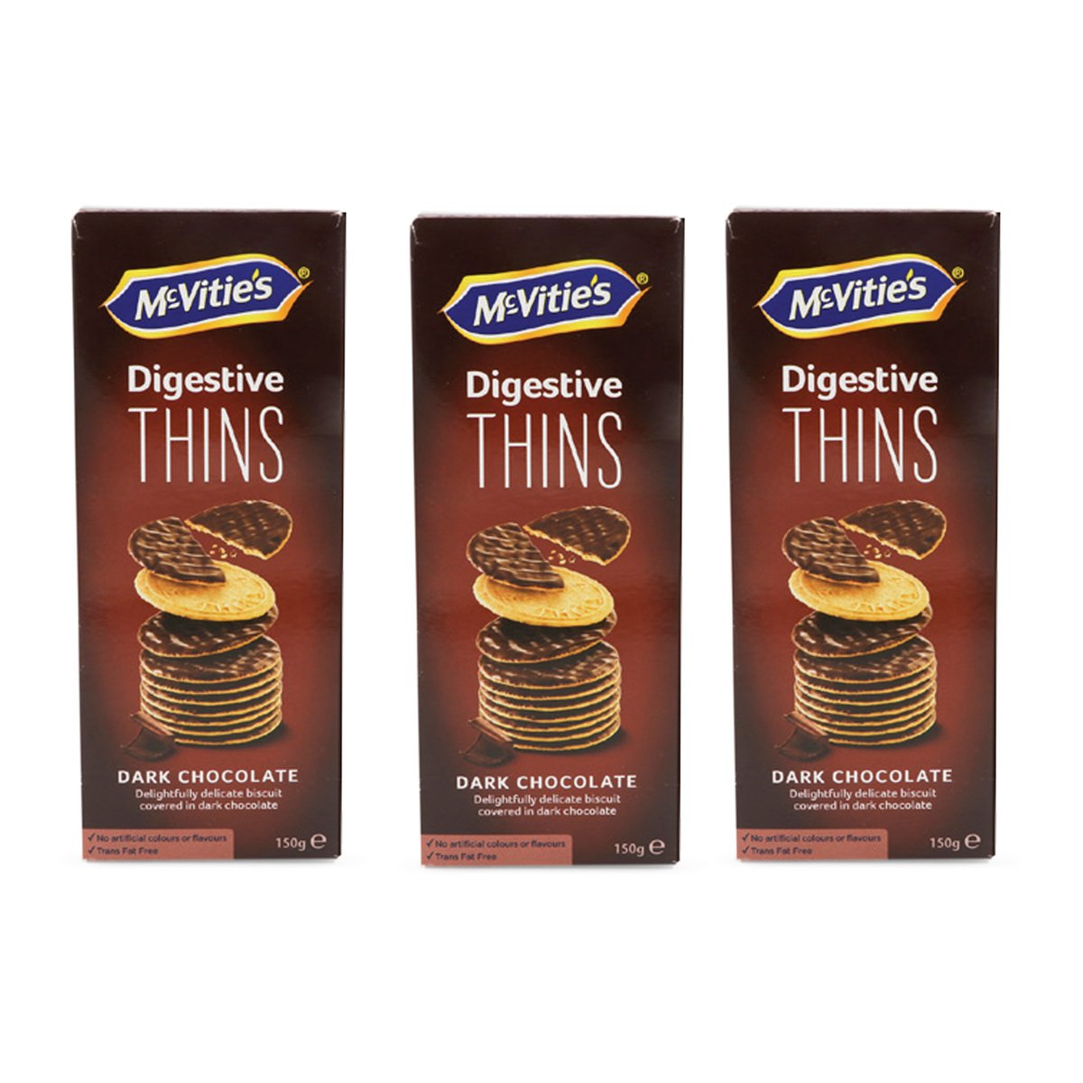 McVitie's Digestive Thin Biscuit Dark Chocolate Value Pack 3 x 150 g