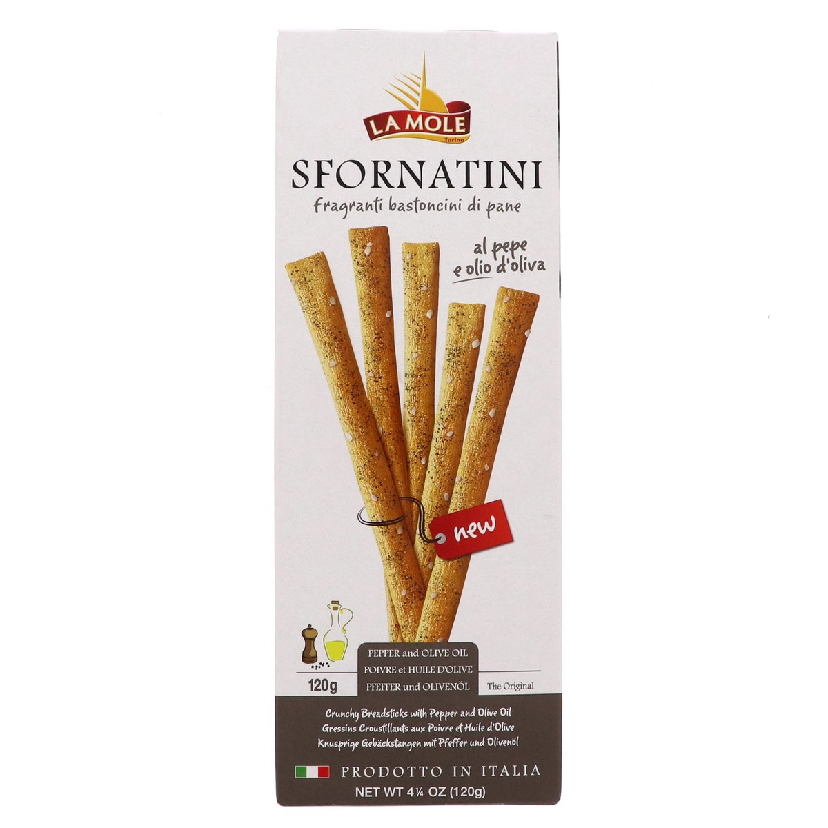 La Mole Sfornatini Bread Sticks With Pepper & Olive Oil 120 g