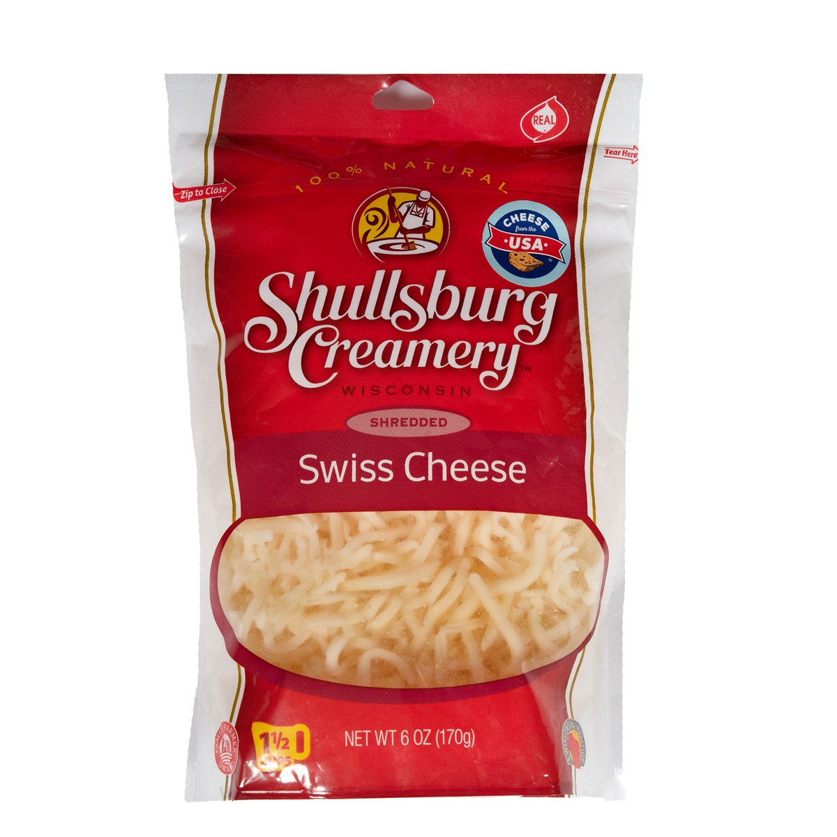 Shullsburg Creamery Shredded Swiss Cheese 170 g