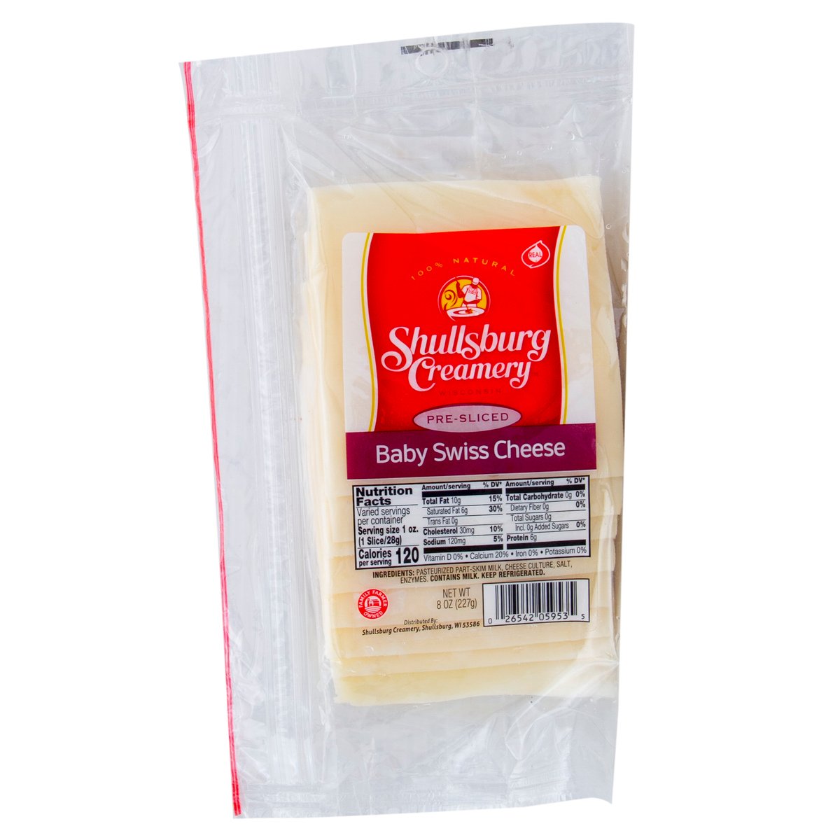 Shullsburg Creamery Pre Sliced Baby Swiss Cheese 227 g