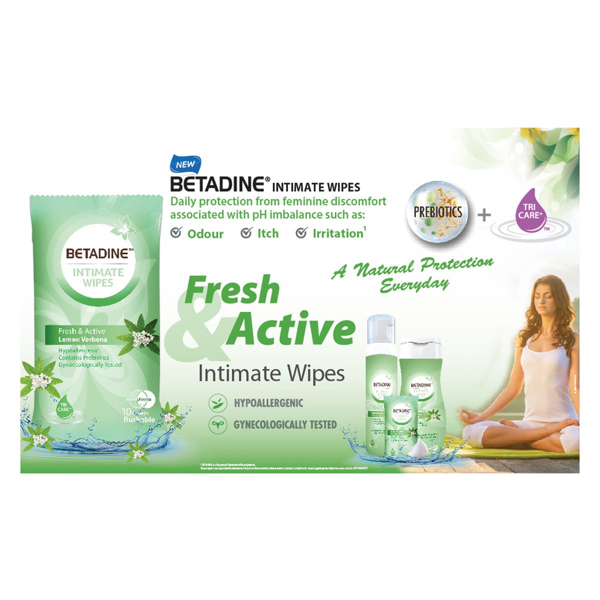 Betadine Feminine Wipes Fresh & Active Lemon Verbena 10's