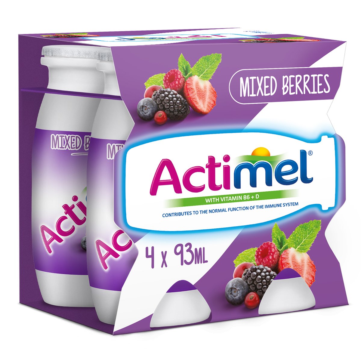 Actimel Mixed Berries Skimmed Dairy Drink 4 x 93 ml