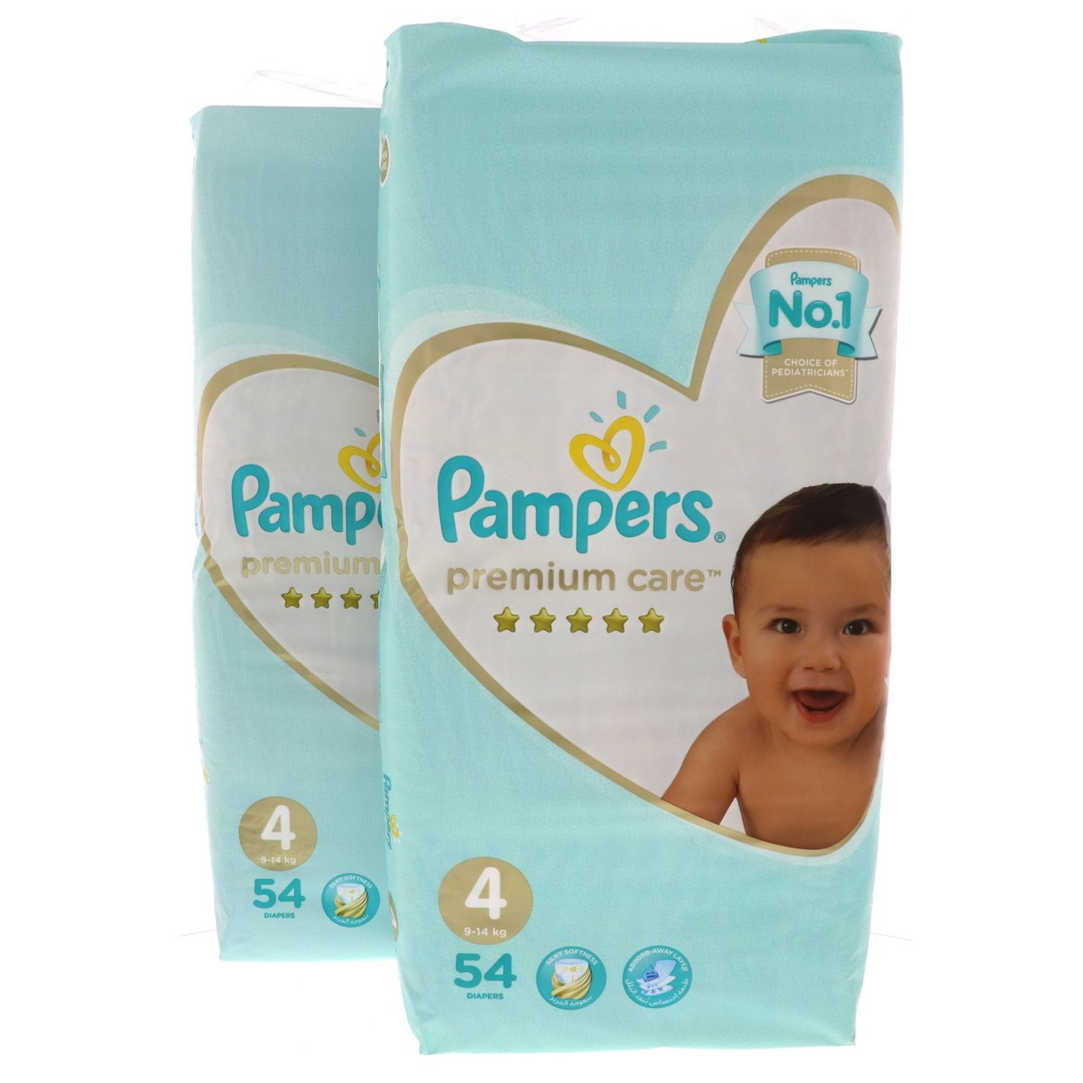 Pampers Premium Care Size 4, 9-14Kg, 2 x 54Diapers