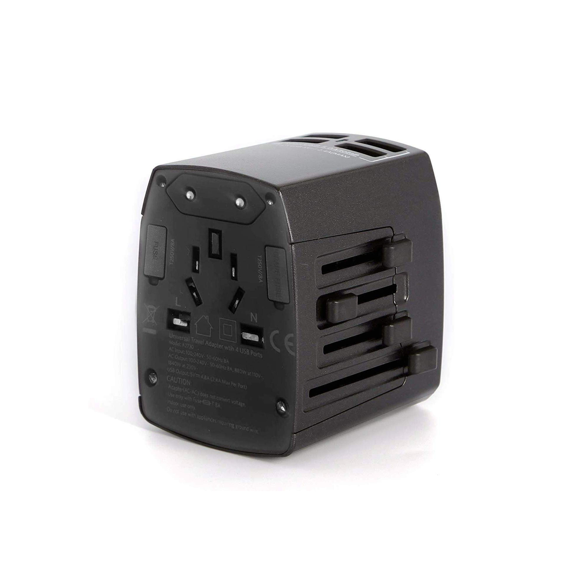 Anker Universal Travel Adapter with 4 USB Ports Black