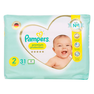 اشتري قم بشراء Pampers Premium Baby Diapers Size 2, 3-8kg 31pcs Online at Best Price من الموقع - من لولو هايبر ماركت Baby Nappies في الكويت
