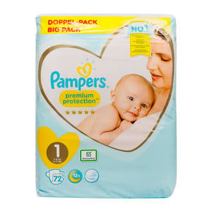 Buy Pampers Premium Care Diaper No.1 Jumbo Pack 2-5kg 72 Count Online at Best Price | Baby Nappies | Lulu Kuwait in Kuwait