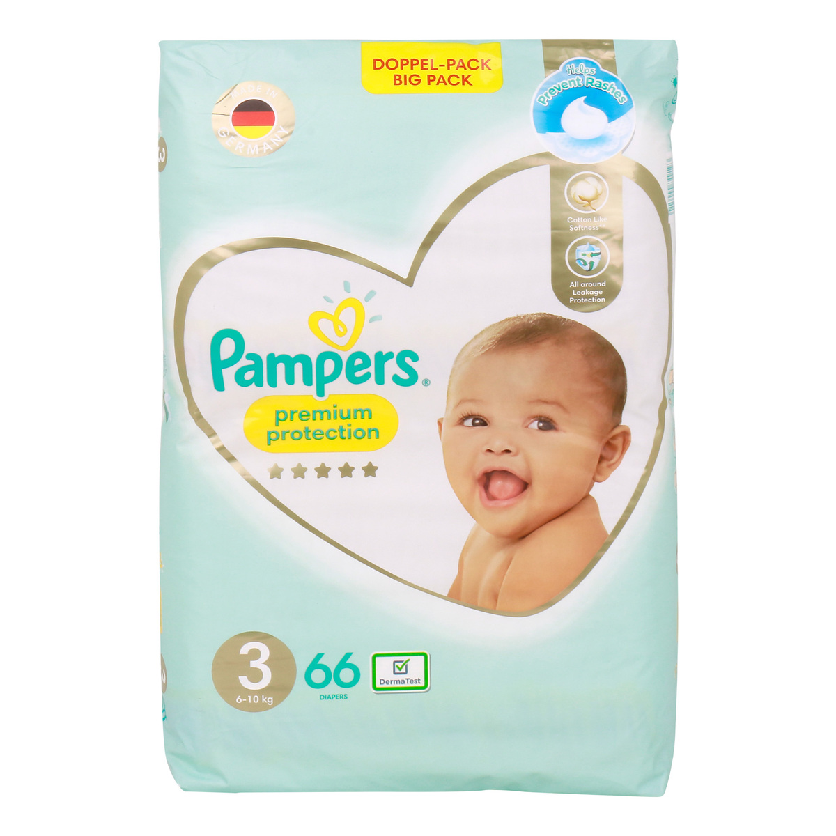 اشتري قم بشراء Pampers Premium Baby Diapers Size 3, 6-10kg 66pcs Online at Best Price من الموقع - من لولو هايبر ماركت Baby Nappies في الكويت
