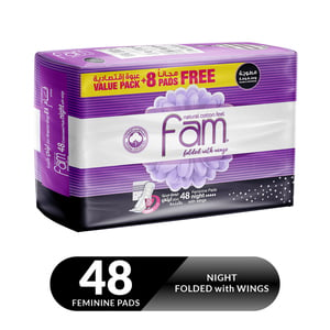 Fam Night Sanitary Pads Folded With Wings 48pcs
