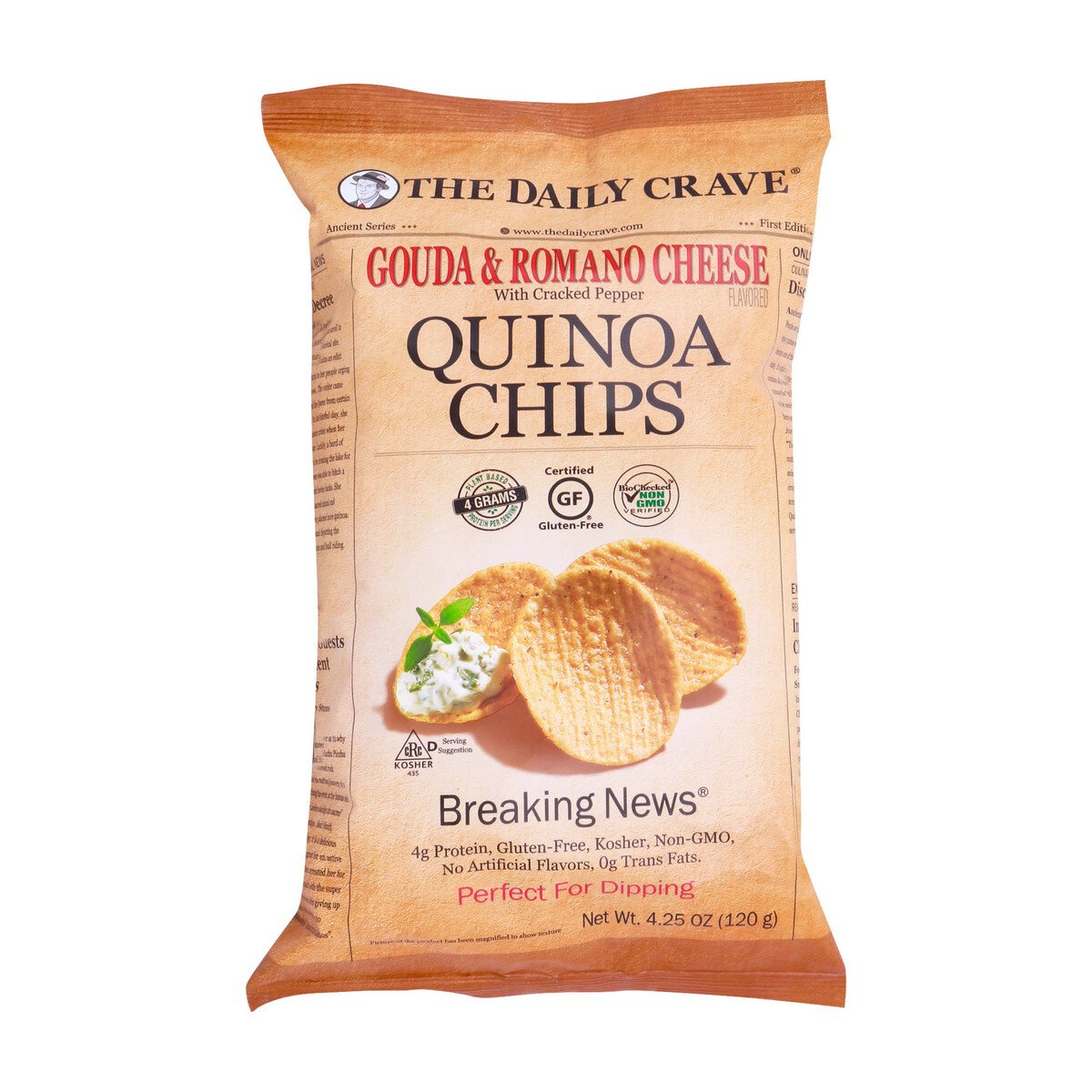 The Daily Crave Quinoa Chips Gouda & Romano Cheese With Cracked pepper 120 g