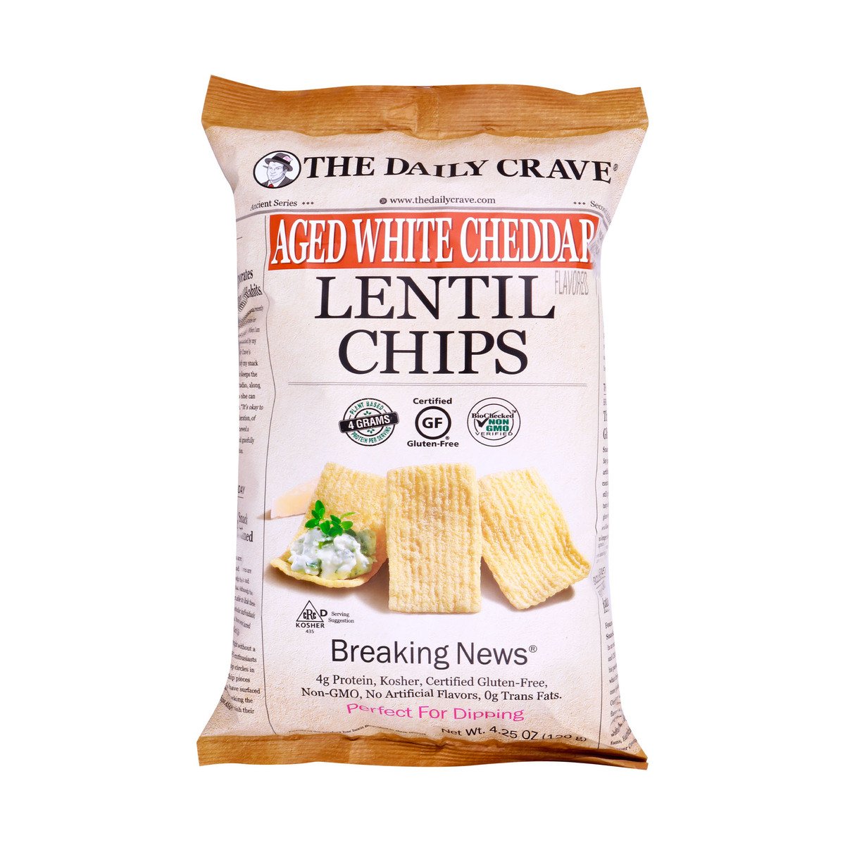 The Daily Crave Lentil Chips Aged White Cheddar 4.25 oz