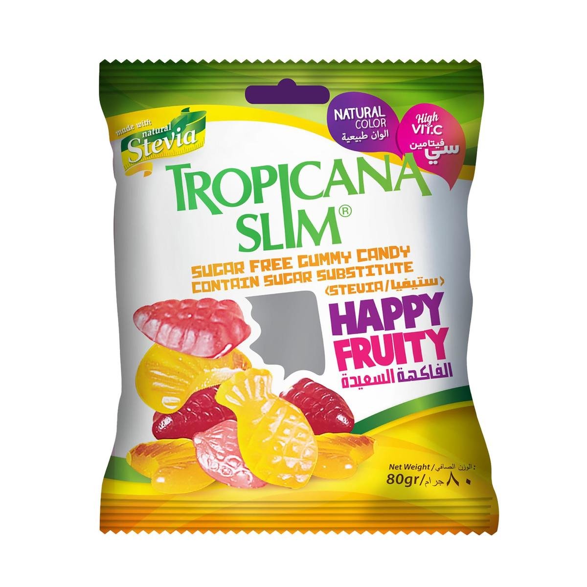 Tropicana Slim Happy Fruity Gummy Candy Sugar Free 80 g