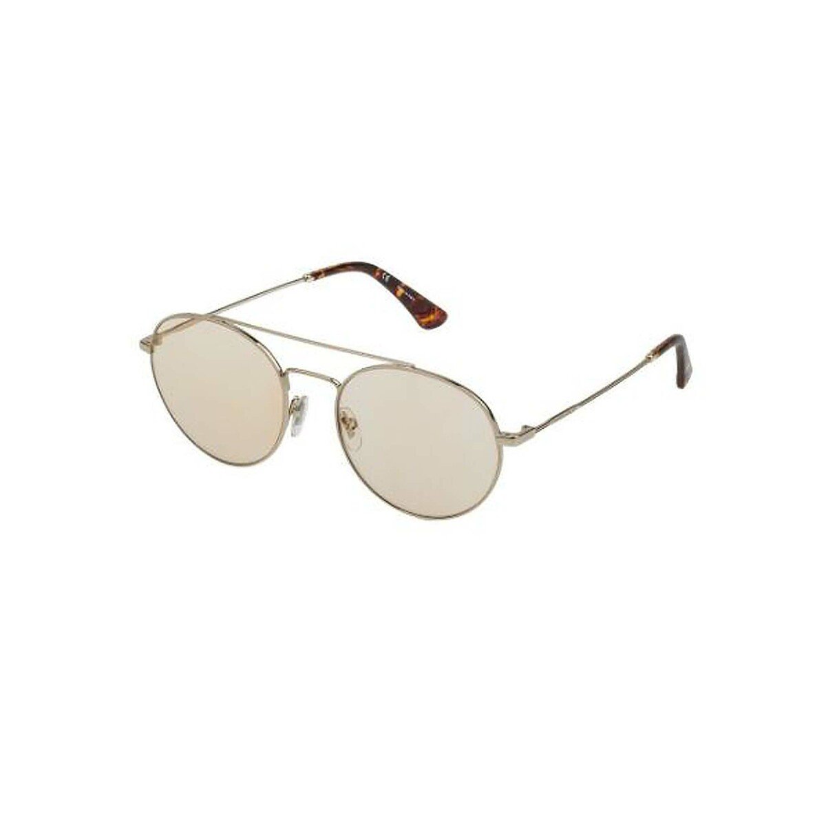 Police Men's Sunglass 728 548FFF Rounded Shiny Grey Gold