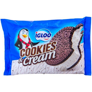 Buy Igloo Cookies & Cream Ice Cream Sandwich 100 ml Online at Best Price | Ice Cream Impulse | Lulu UAE in UAE