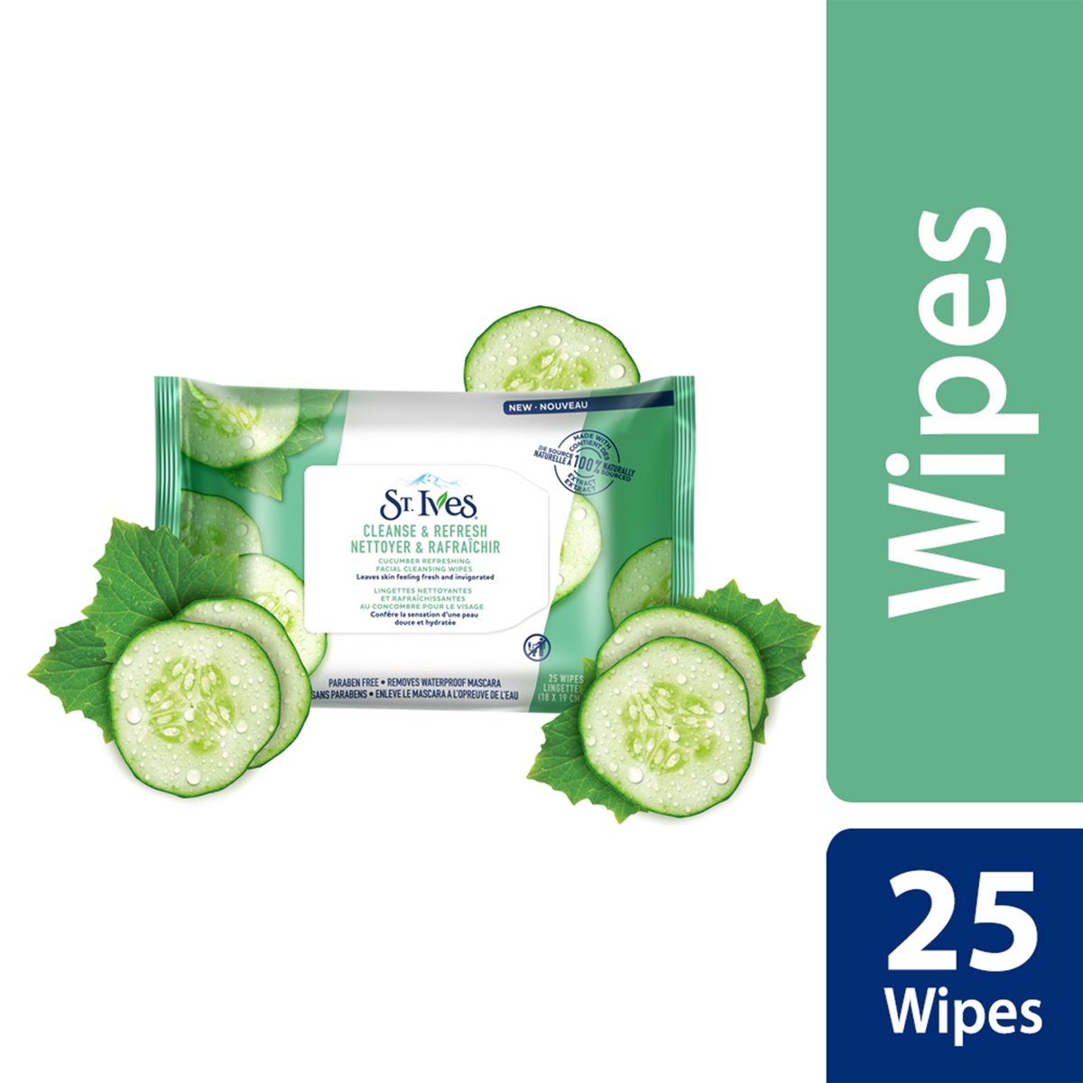 St. Ives Cucumber Refreshing Facial Cleansing Wipes 25 pcs