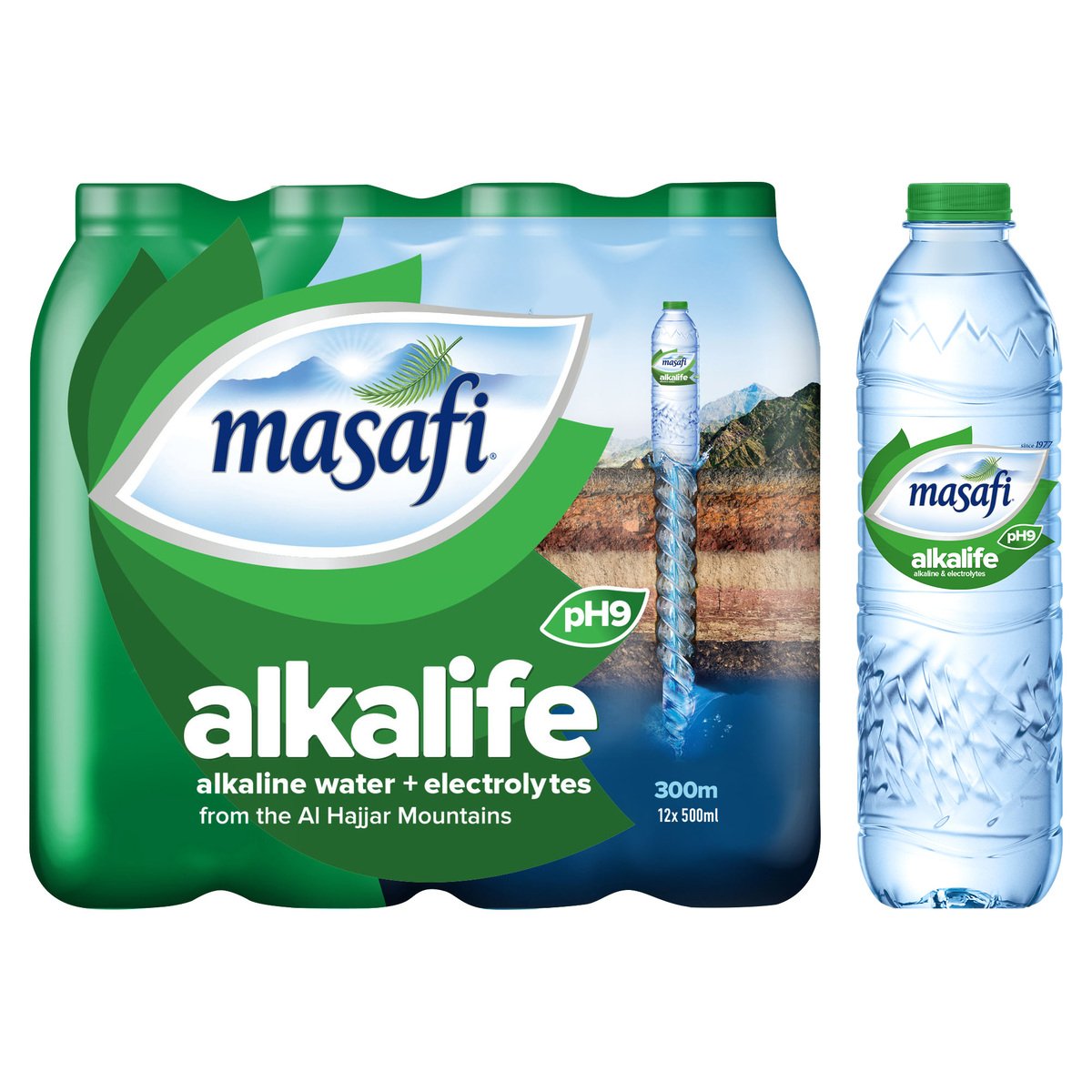 Buy Masafi Alkalife Alkaline Water 12 x 500 ml Online at Best Price | Mineral/Spring water | Lulu UAE in UAE