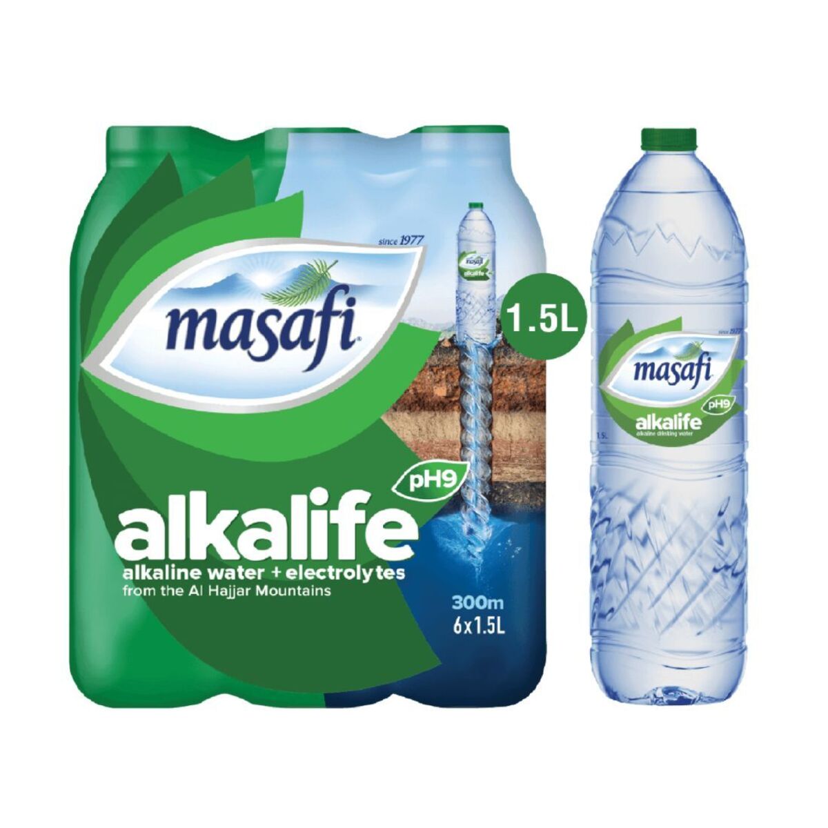 Buy Masafi Alkalife Alkaline Water 6 x 1.5 Litres Online at Best Price | Mineral/Spring water | Lulu UAE in UAE