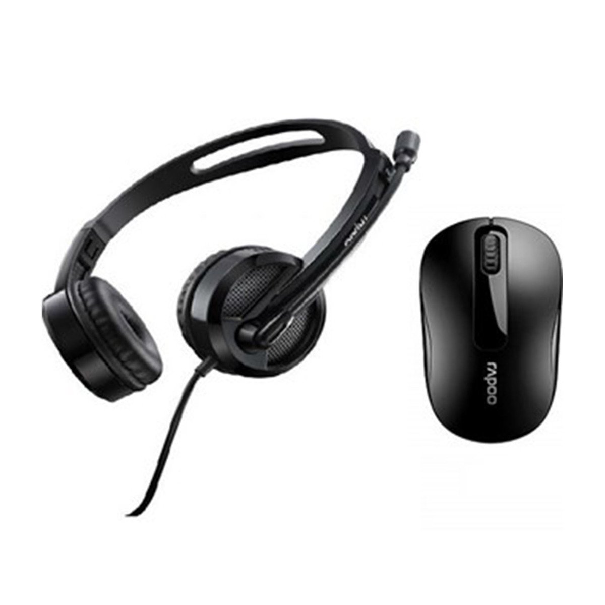 Rapoo Wired USB Headset H120 Black + Wireless Mouse M10